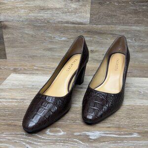 Talbots Brown Embossed Leather Heels Women's Size 8